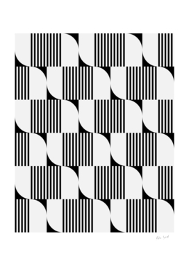 Geometric Triangle and Stripes Pattern black and white 02