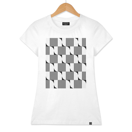 Geometric Triangle and Stripes Pattern black and white 02