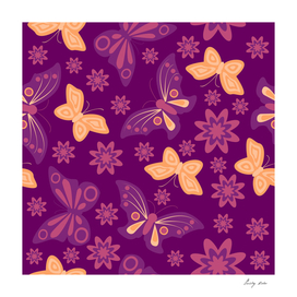Pattern with butterflies and flowers