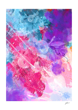 pink rose on colorful abstract