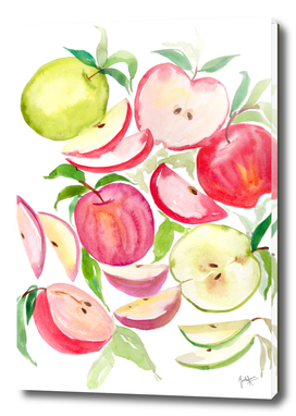 apples fruits watercolors