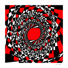 Abstract geometric pattern - red, black and white.