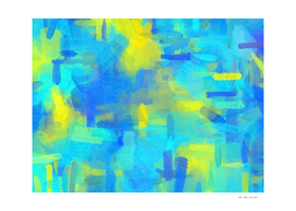 splash painting texture abstract background in blue yellow