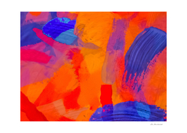 splash painting texture abstract in orange blue red