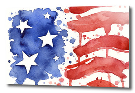 American Flag Watercolor Abstract Stars and Stripes
