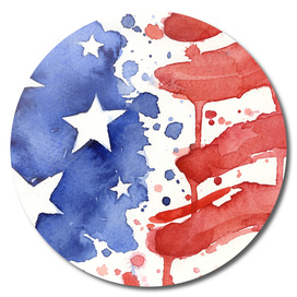 American Flag Watercolor Abstract Stars and Stripes