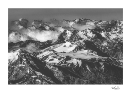 Black and White Andes Mountains Aerial View, Chile