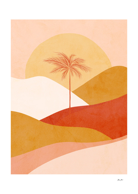Peachy Tropical Palm Sunset