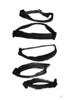 Abstract Shapes Minimalist Black Ink Painting