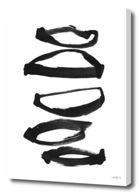 Abstract Shapes Minimalist Black Ink Painting