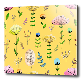 watercolor cute little flowers with elegent pattern