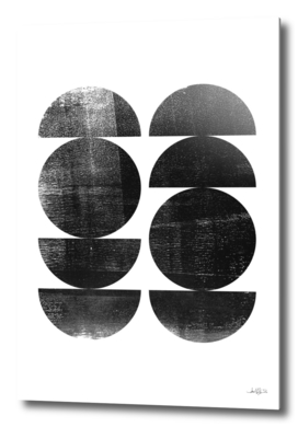 Black and White Mid Century Modern Circles Abstract