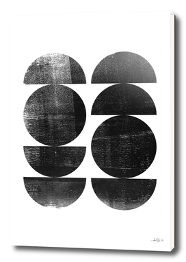 Black and White Mid Century Modern Circles Abstract