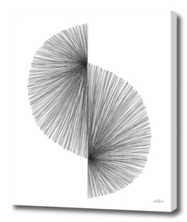 Mid Century Modern Geometric Abstract S Shape Line Drawing