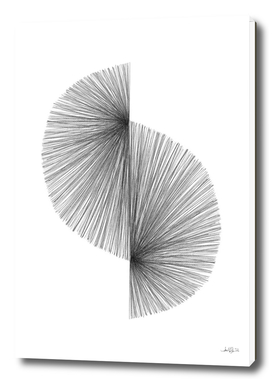 Mid Century Modern Geometric Abstract S Shape Line Drawing