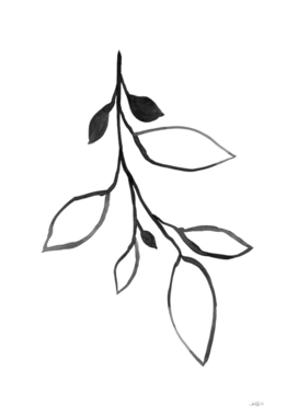 Black Ink Botanical Line Art - Plant 3
