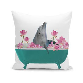 Dolphin in Bathtub with Lotos Flowers