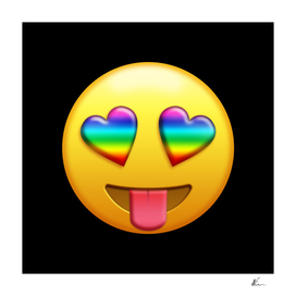 Smiling Face with Rainbow Heart-Eyes Tongue Out Gay Emoji