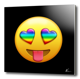 Smiling Face with Rainbow Heart-Eyes Tongue Out Gay Emoji
