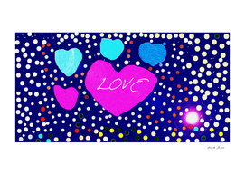 Valentine Love, Heart, and Celestial Stars