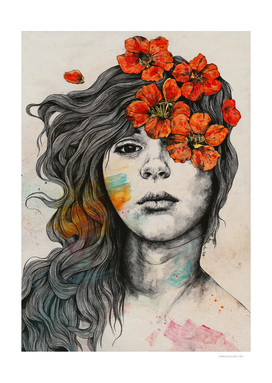 Softly Spoken Agony | flower girl pencil portrait