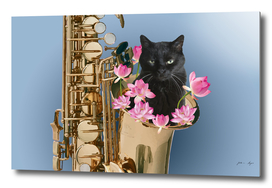 saxophon lotos Lotus Flowers Black cat