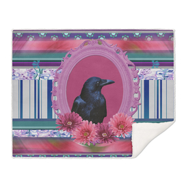 Black Raven in Pink Frame