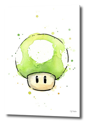 1UP Mushroom Watercolor