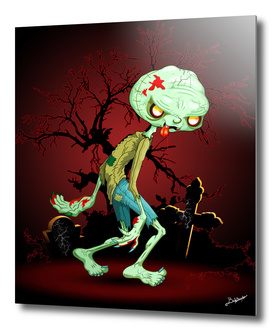 Zombie Creepy Monster Cartoon on Cemetery
