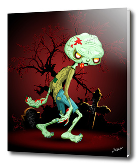 Zombie Creepy Monster Cartoon on Cemetery