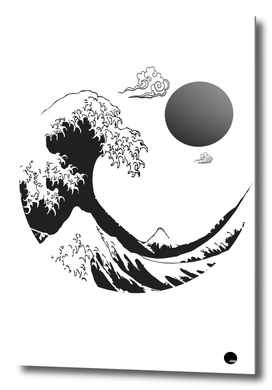 Minimalistic Waves Japanese Art Style