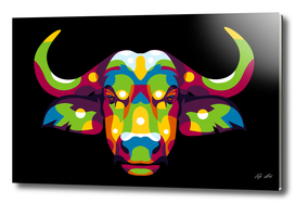 The Colorful Africa Buffalo Head Pop Art Style