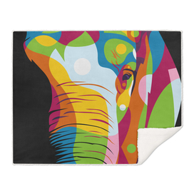 The Colorful Elephant Head Pop Art Style