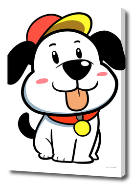 Cute Cartoon Dog with Hat