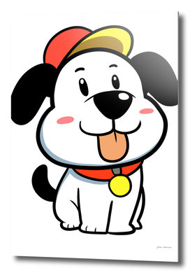 Cute Cartoon Dog with Hat