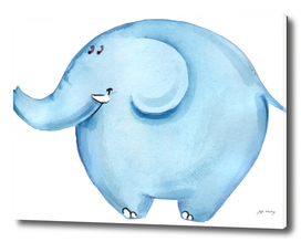 Adorable Watercolor Blue Elephant