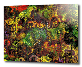 Abstract Urban Jungle Encaustic Style Painting