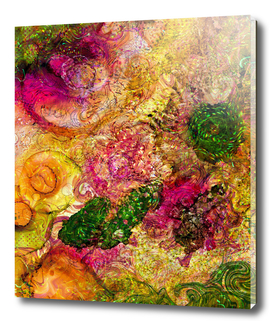 Alcohol Ink Digital Painting of Abstract Floral Garden