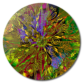 Autumn Alcohol Ink Mandala Digital Abstract Painting
