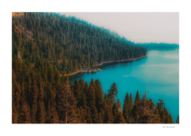 Pine tree and lake view at Emerald Bay Lake Tahoe California