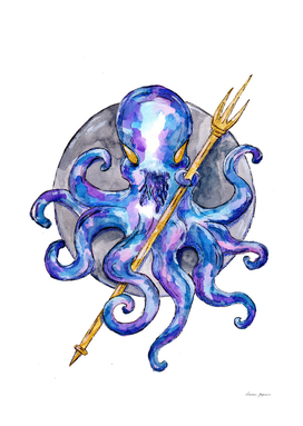 Octopus with Trident Watercolor
