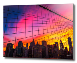 New York City Sunset Skyline skies from the Brooklyn Bridge