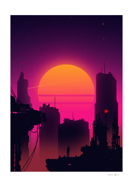 Retrowave City sunset