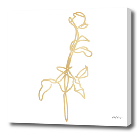 line art flower gold hand drawn sketch girly