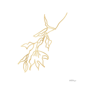 flower hand drawn line art gold illustration