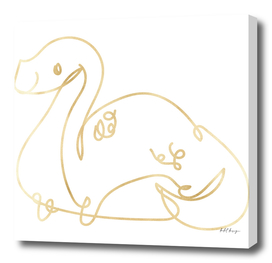 line art dinosaur gold