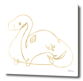line art dinosaur gold