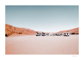 Parking lot in the desert at Antelope Canyon Arizona USA