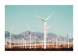 Wind turbine in the desert at Kern County California USA