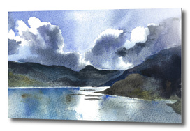 Watercolor Scotland Loch